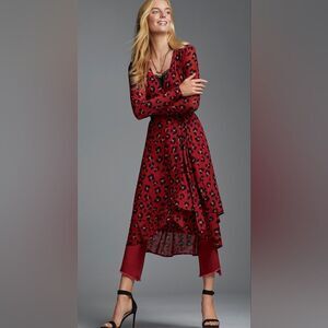 CAbi Red Siren Leopard Wrap Around Dress Cardigan Wear 2 Ways sz xxl